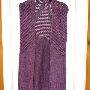 Purple Crochet Long Sweater Vest
